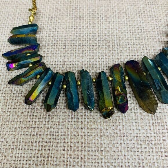 Silver Rainbow Hematite Points Necklace - Picture 2 of 2